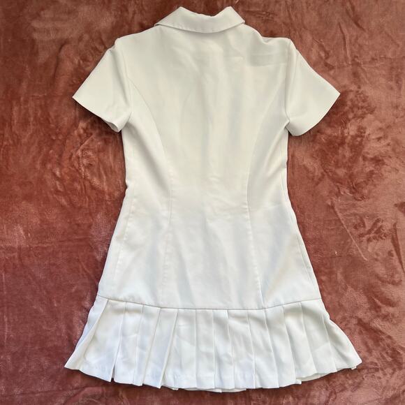 Amanda Uprichard XS Wendell Mini Dress Ivory White Pleated Hem Tennis Dress - Picture 5 of 9
